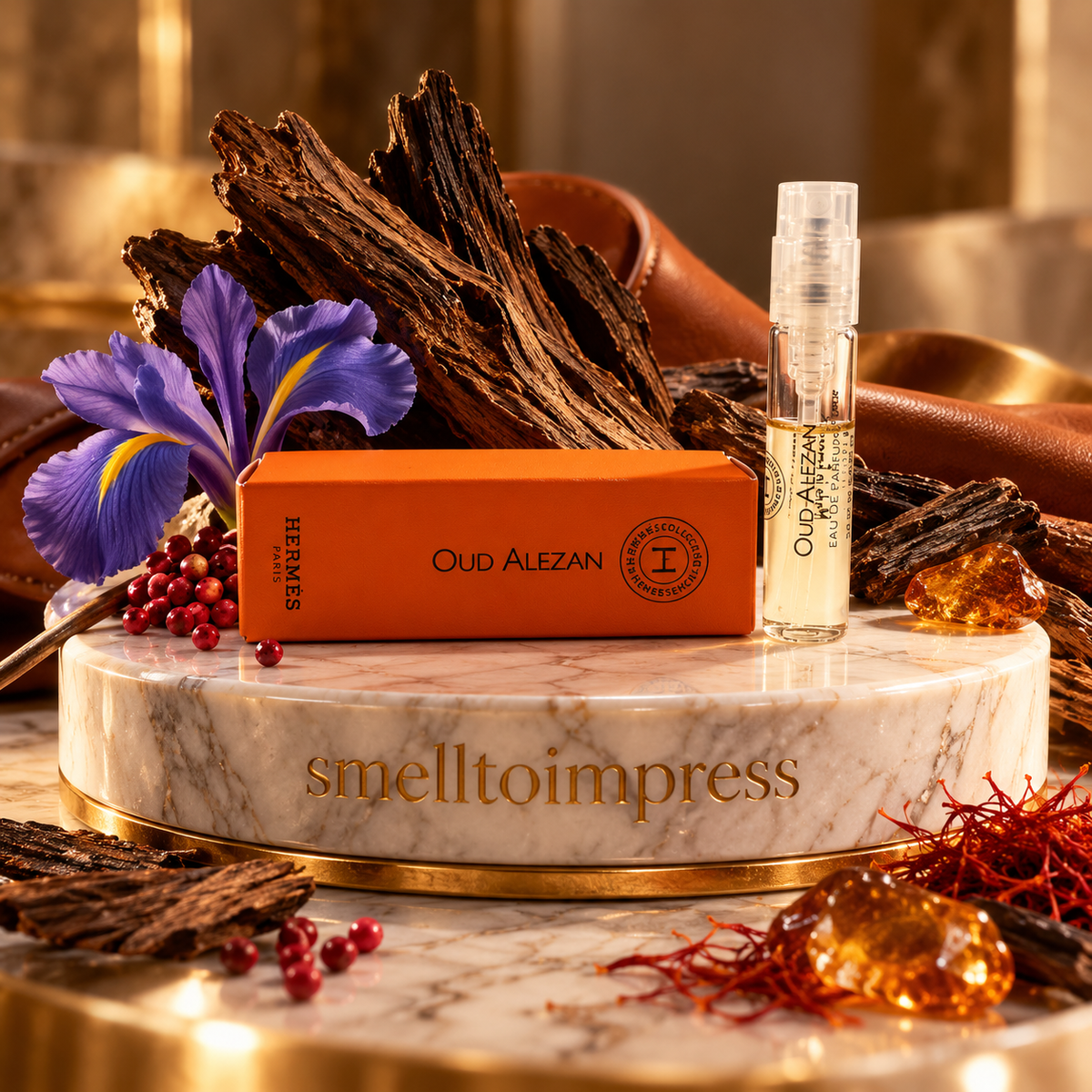 obrázek oficiálního vzorku parfému Hermes Hermessence Oud Alezan 2 ml
