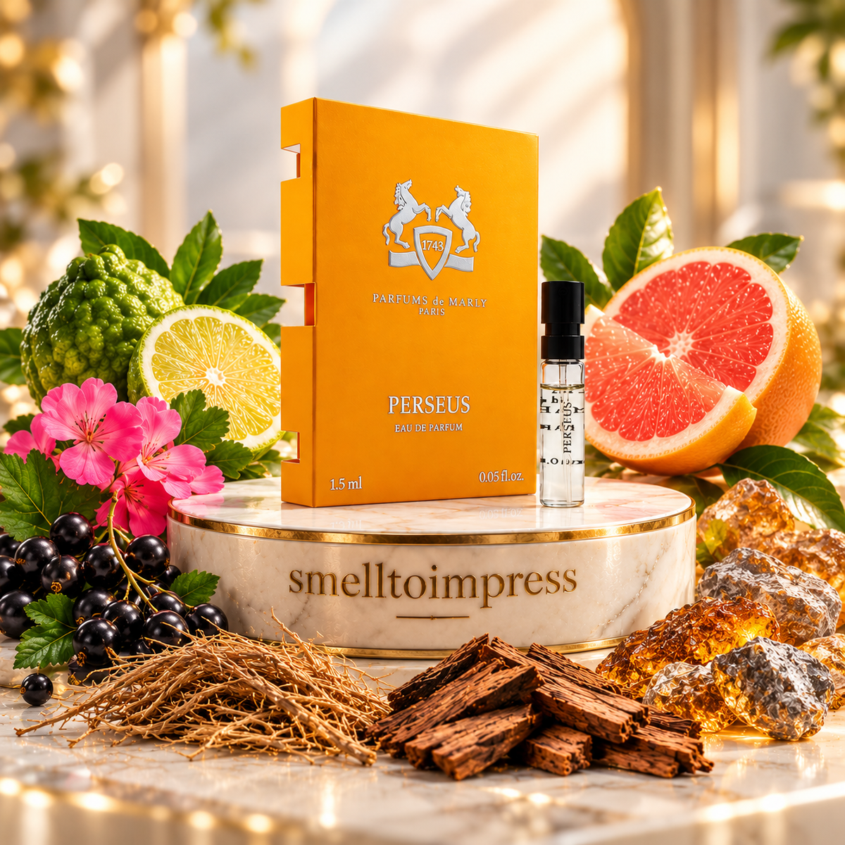 obrázek oficiálního vzorku parfému Parfums de Marly Perseus 1,5 ml od Smelltoimpress