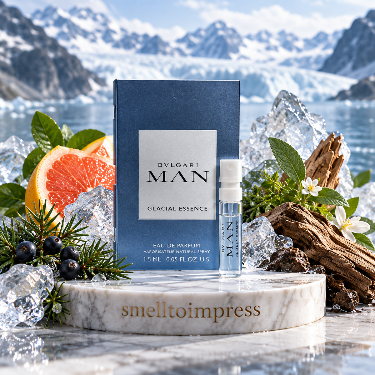 obrázek oficiálního vzorku parfému Bvlgari Man Glacial Essence 1,5 ml