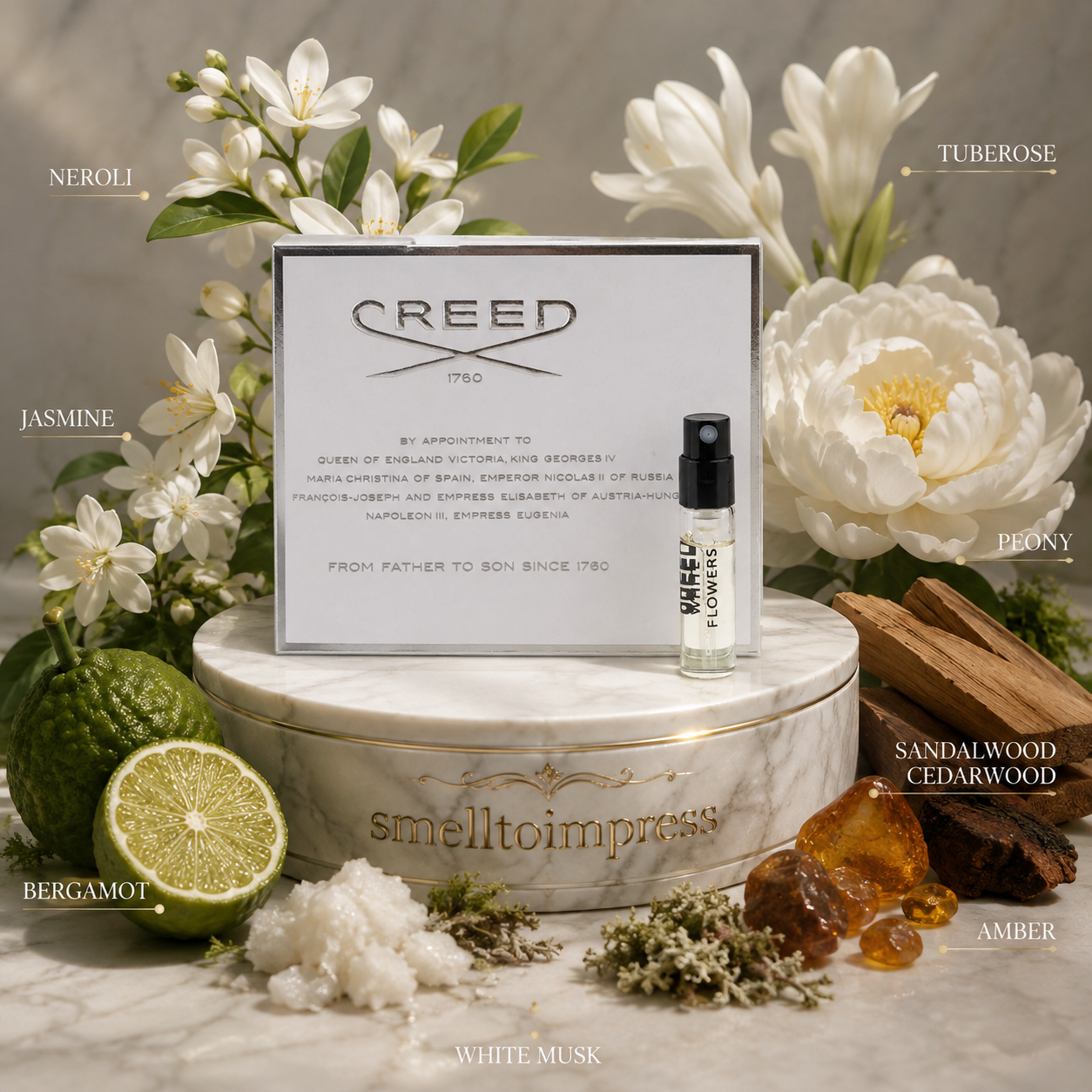 Creed White Flowers oficiální vzorek parfému 2 ml 0,06 fl. oz.