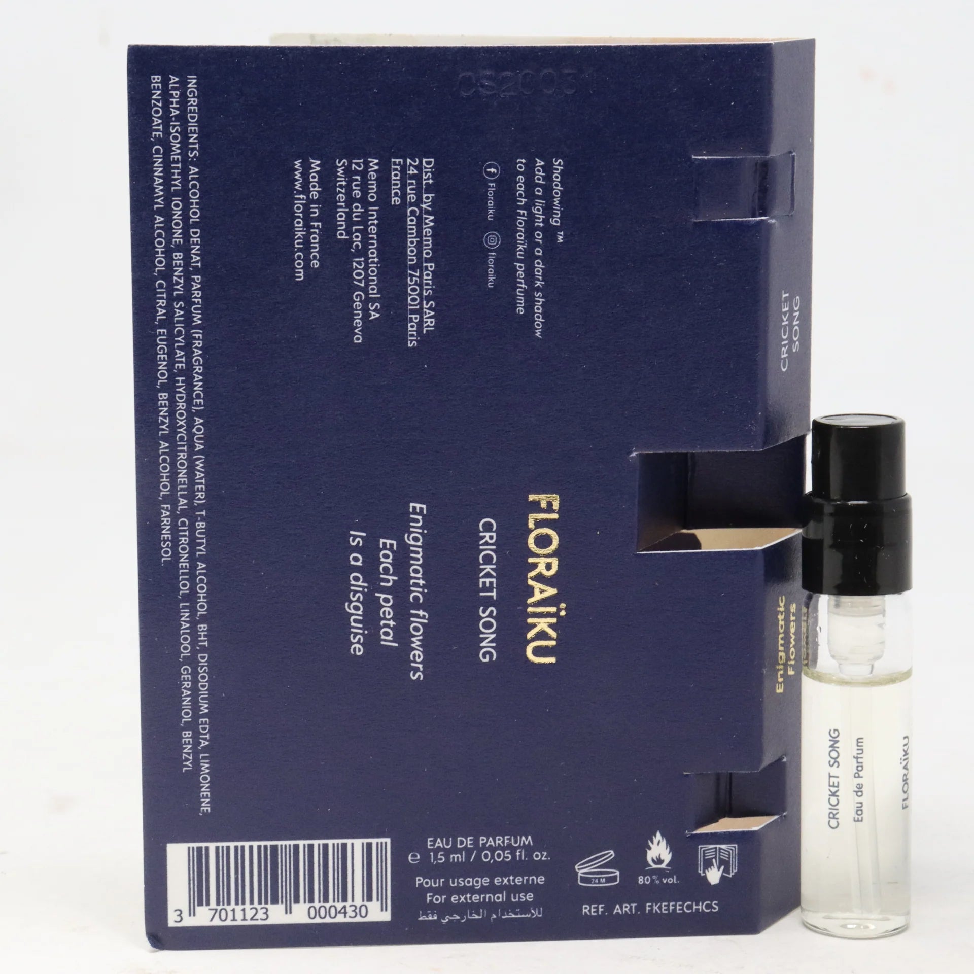 Oficiální vzorek parfému Floraiku Cricket Song 1,5 ml 0,05 fl. oz.